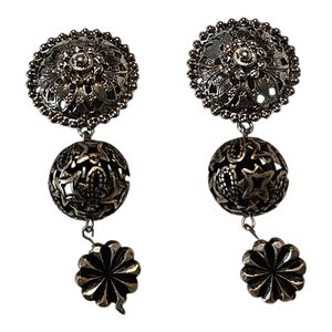 Ellen Designs Antiqued Oxidised Silver Steel Filigree Dangle Earrings